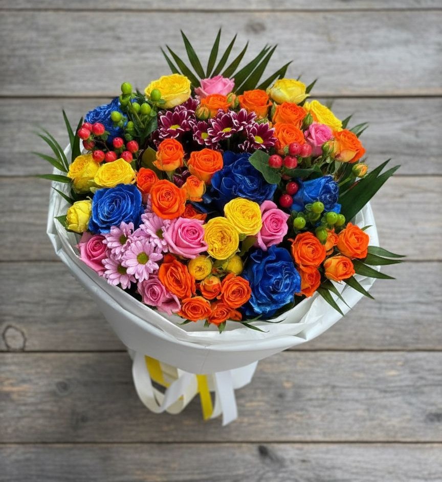 Букет цветов из: Розы и Хризантемы в Панкрушихе