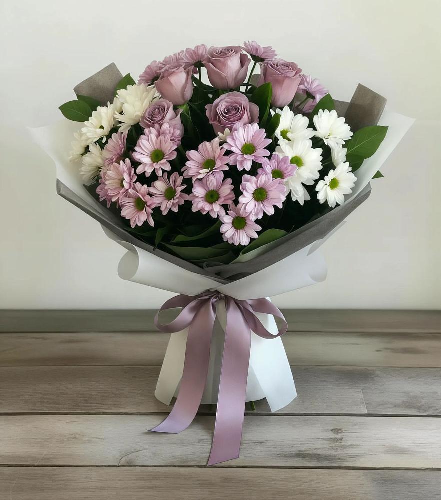 Букет цветов из: Хризантемы и Розы в Панкрушихе