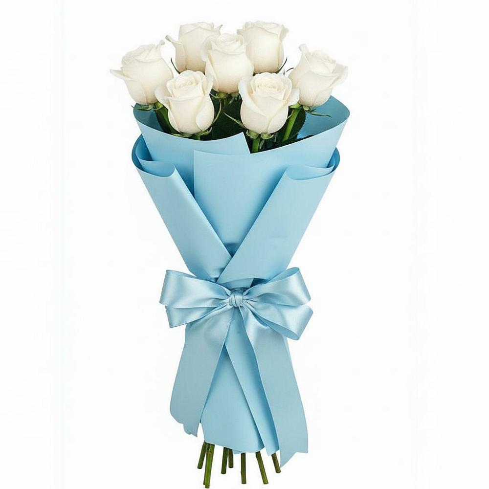 Букет 7 белых роз Проуд в Панкрушихе
