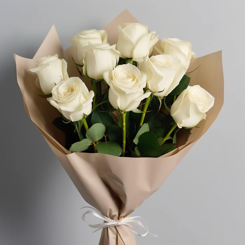 Букет 9 Белых роз Эдлесс Лав в Панкрушихе