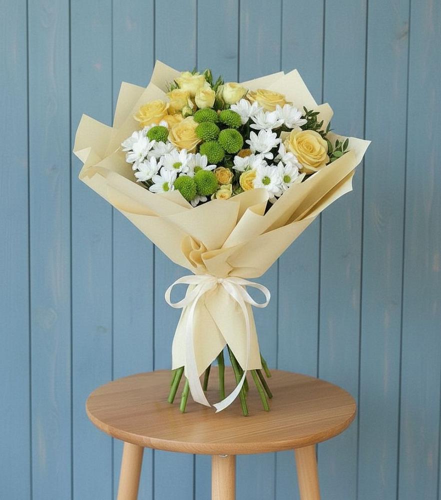 Букет цветов из: Хризантемы и Розы в Панкрушихе