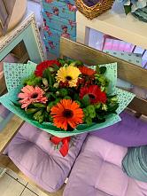 Букет цветов из:  Герберы, Хризантемы и Альстромерии #REPLACE_PRED# Панкрушихе