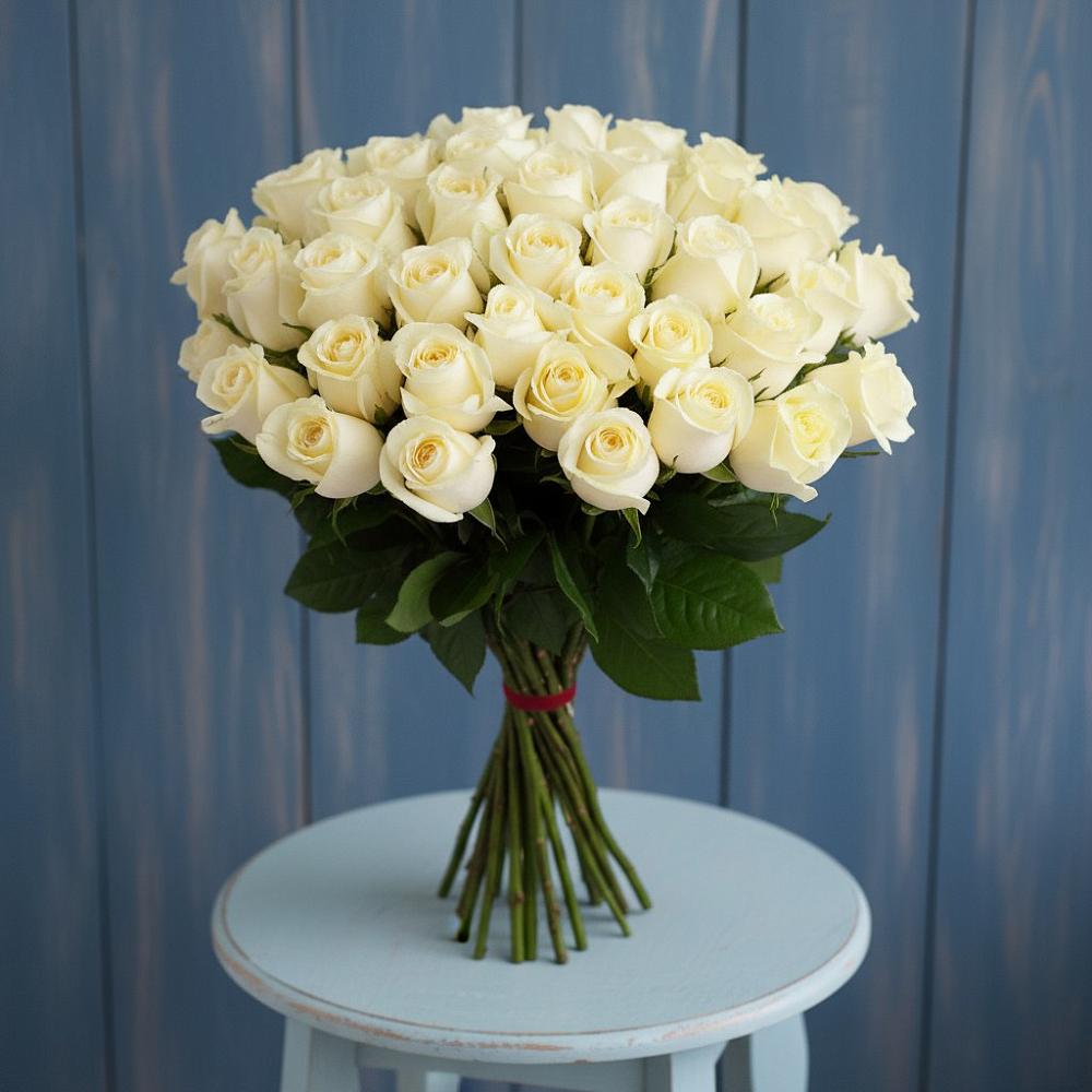 Букет 51 Белая роза Эдлесс Лав в Панкрушихе