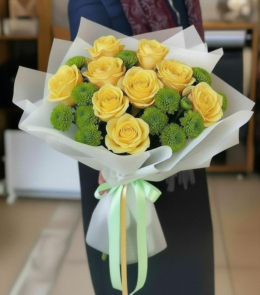 Букет цветов из: Хризантемы и Розы в Панкрушихе