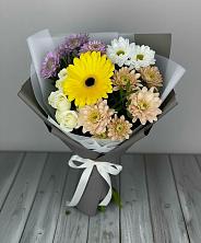 Букет цветов из:  Розы, Герберы и Хризантемы в Панкрушихе