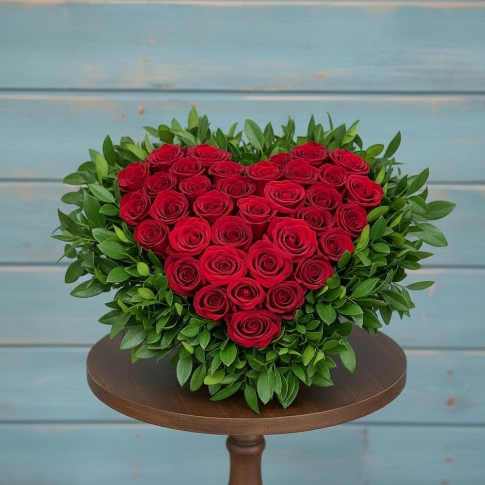 Цветочная композиция из Розы в виде сердца в Панкрушихе