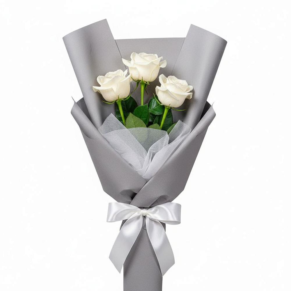 Букет 3 белые розы в Панкрушихе