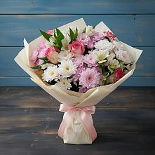 Букет цветов из:  Хризантемы, Альстромерии и Розы в Панкрушихе