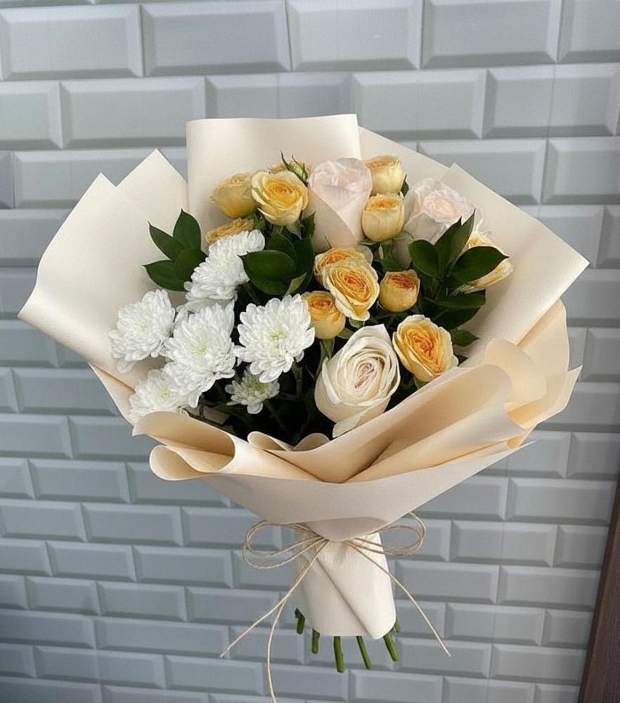 Букет цветов из: Розы и Хризантемы в Панкрушихе