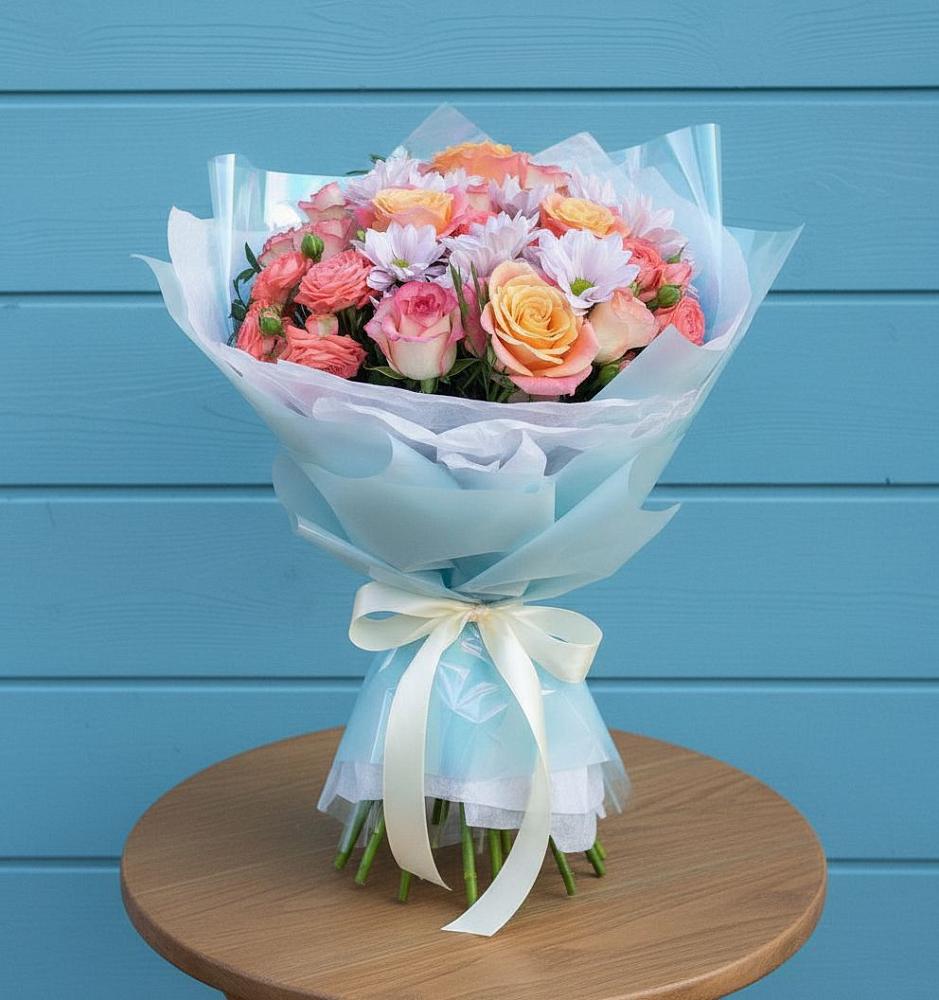 Букет цветов из: Хризантемы и Розы в Панкрушихе