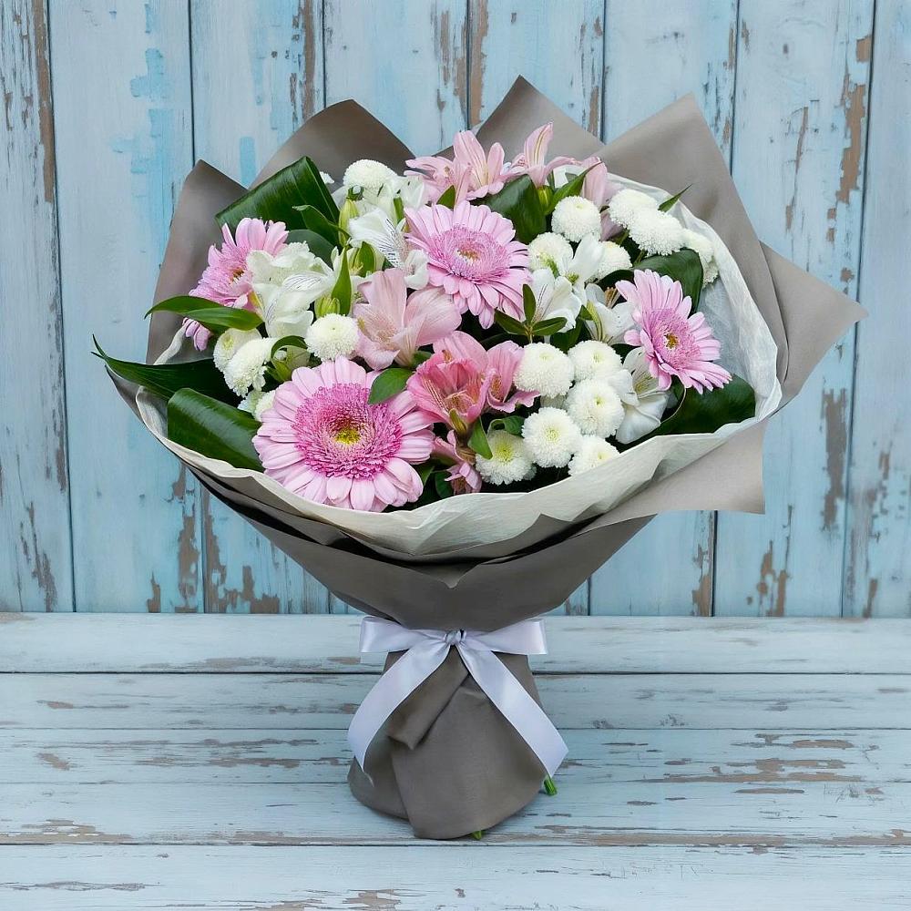Букет цветов из: Герберы, Альстромерии и Хризантемы в Панкрушихе