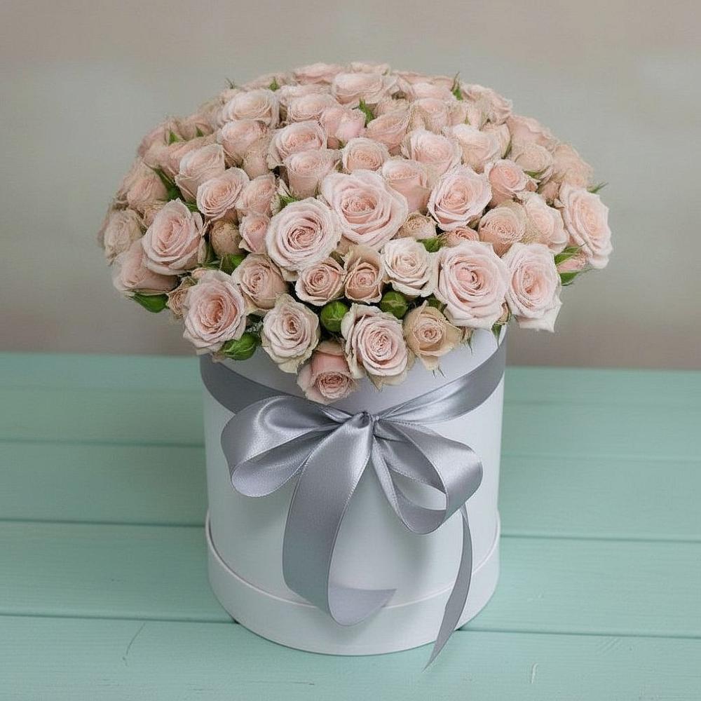 Цветочная композиция из Розы в шляпной коробке в Панкрушихе